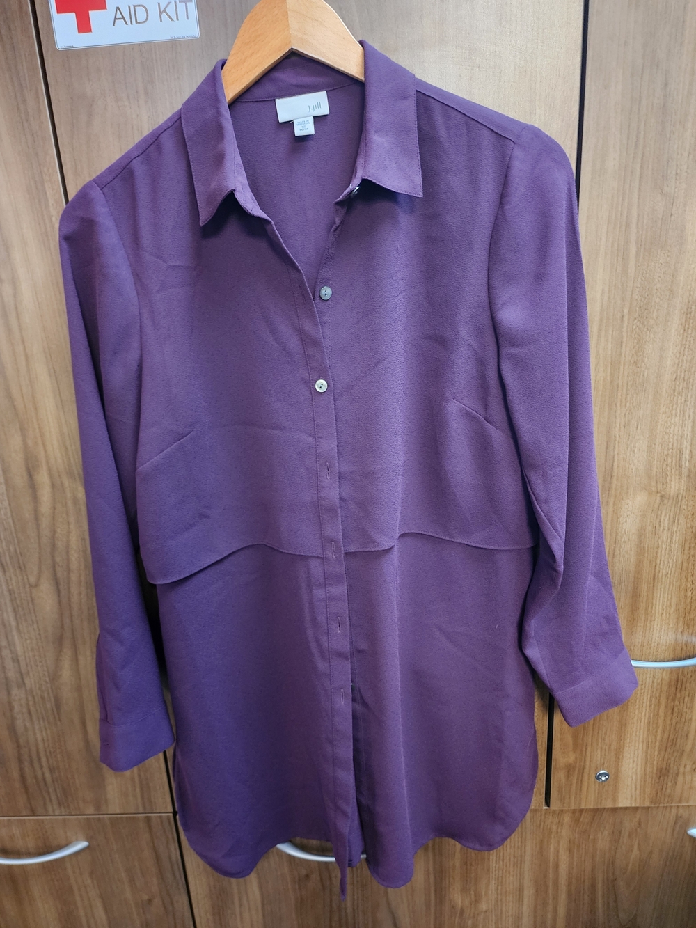 J. Jill Long Sleeve Shirt Dress in Deep Plum